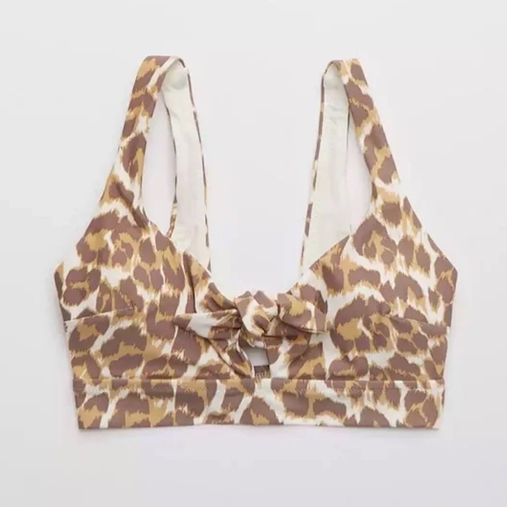 AERIE Leopard Print Scoop Bikini Top